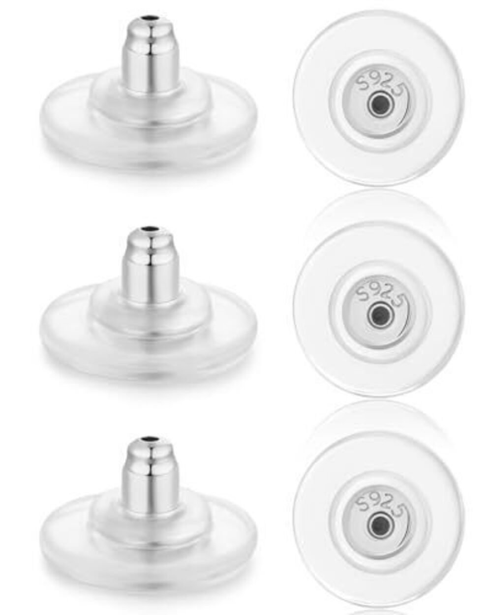 8982 3 Pairs Locking Earring Backs for Studs Heavy Droopy Earrings - 925